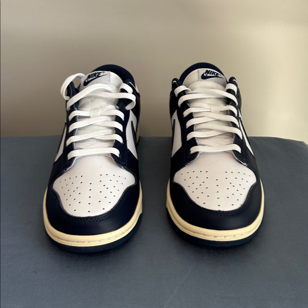 Nike Dunks Women’s White and Midnight Navy Sneakers
